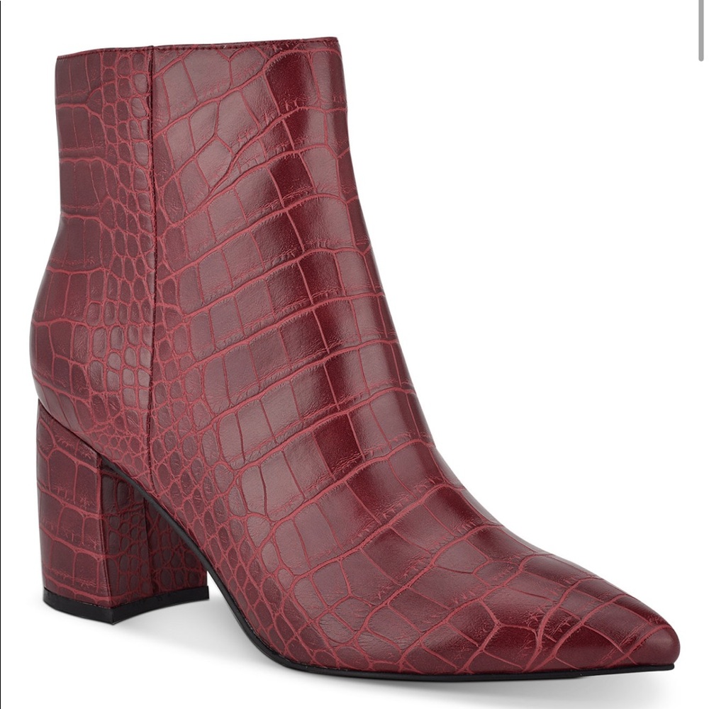 Red crocodile booties